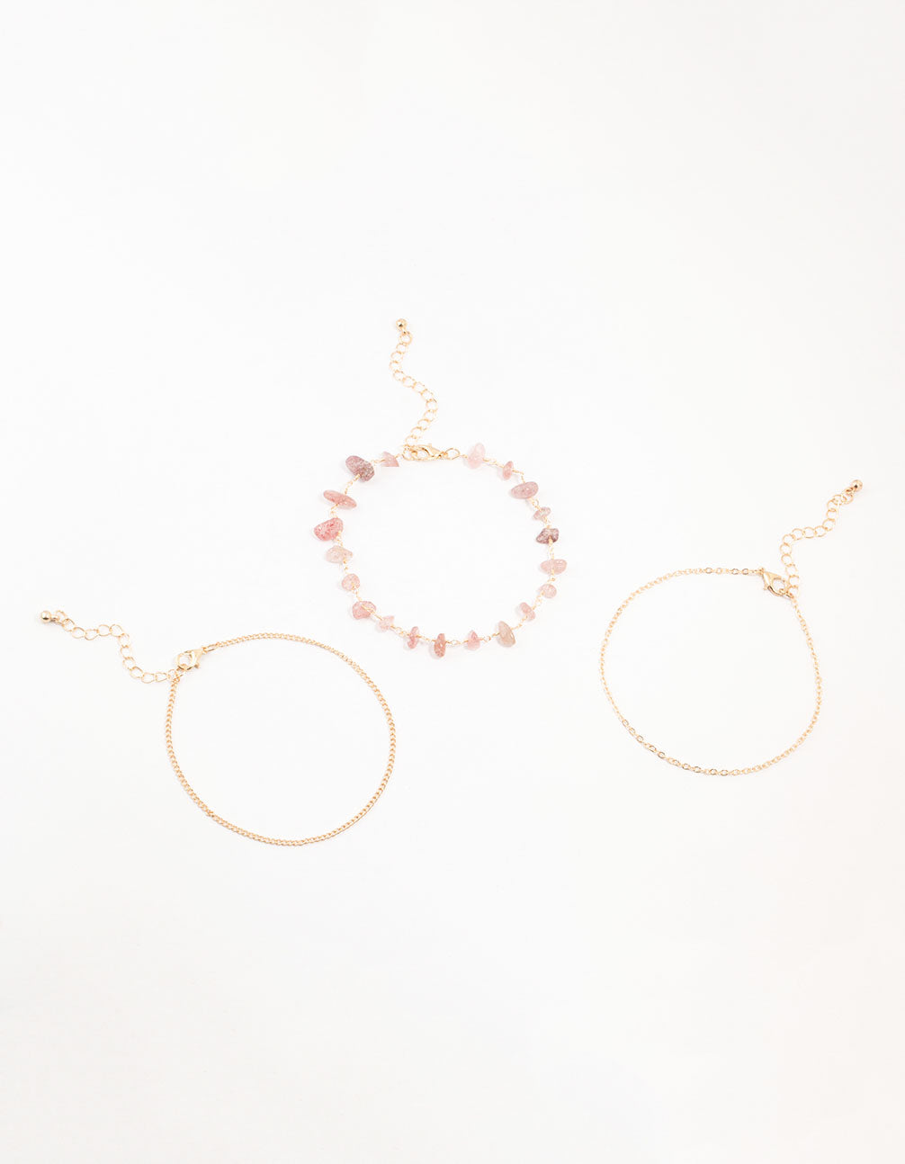 Gold Mixed Shards Anklets 3-Pack