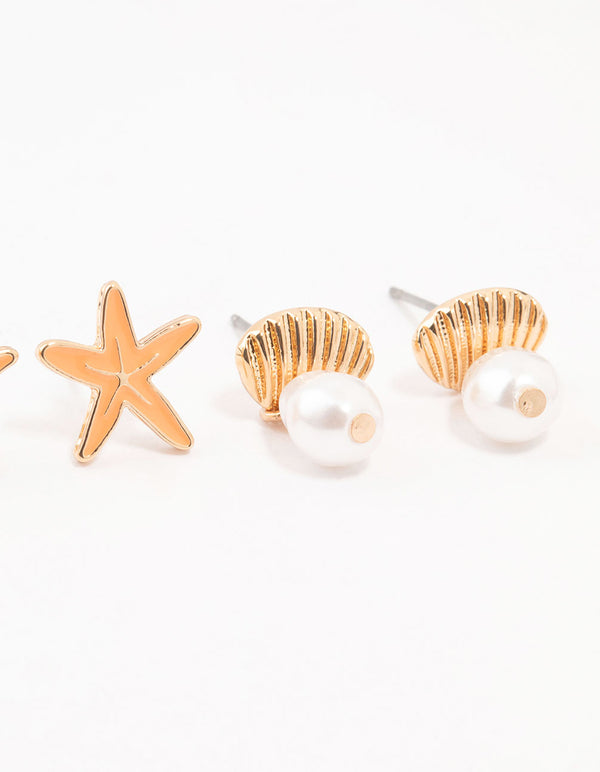 Gold Beachy Earrings 3-Pack