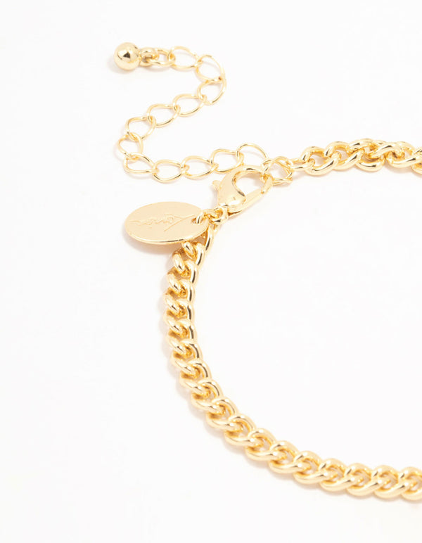 Gold Plated Brass Bow With Heart Charm Toggle Bracelet