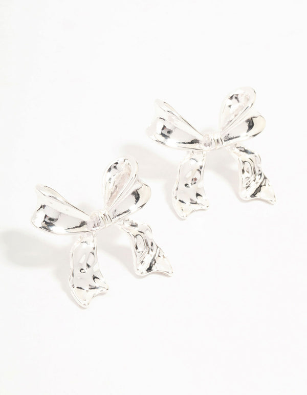 Silver Plated Chunky Bow Earrings