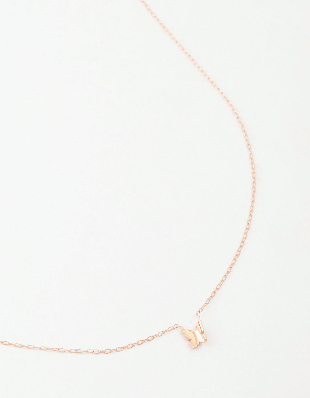 Rose Gold Plated Sterling Silver Polished Butterfly Necklace