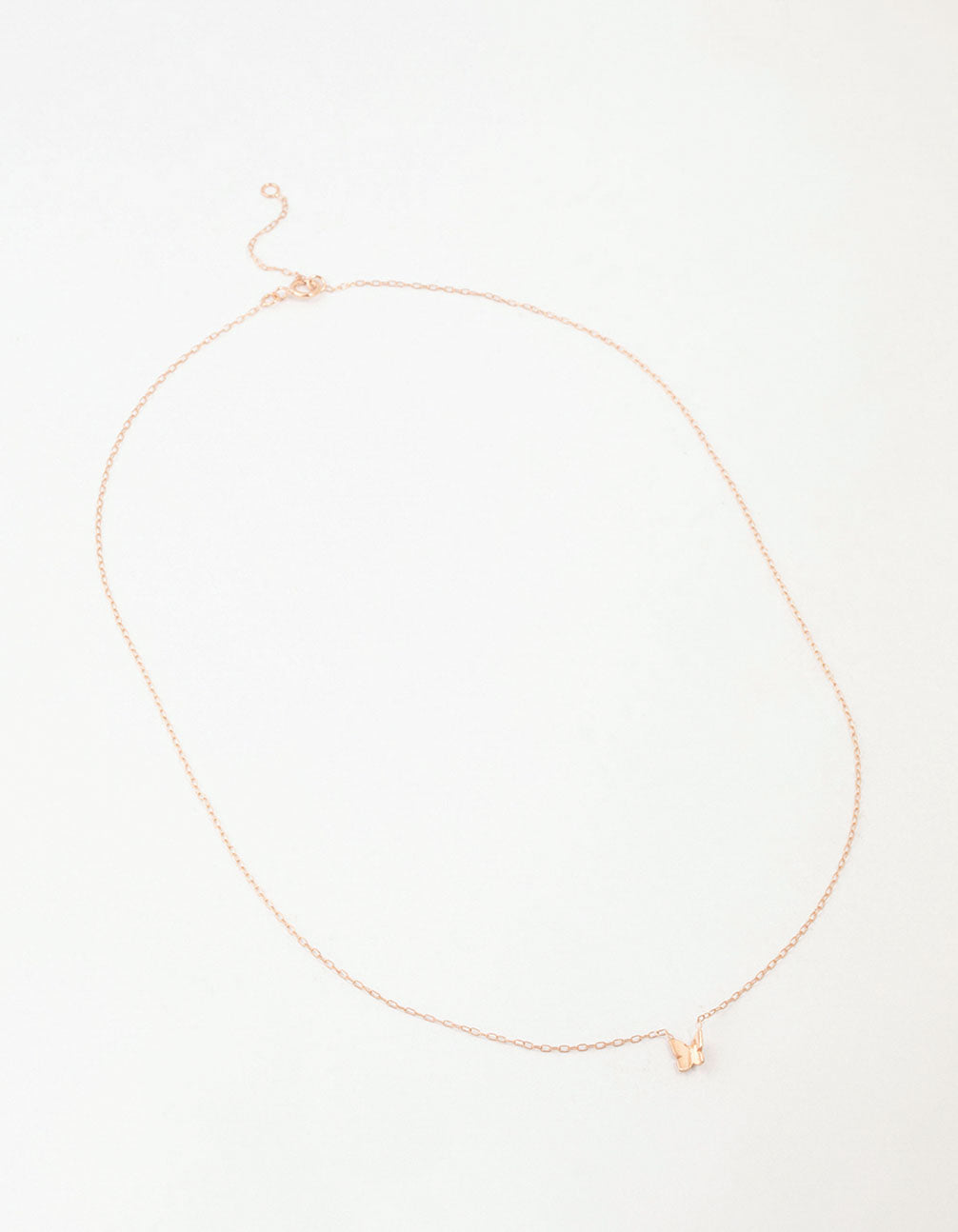 Rose Gold Plated Sterling Silver Polished Butterfly Necklace