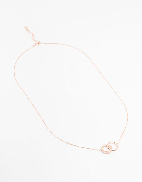 Gold Plated Sterling Silver Pave Link Hoop Necklace