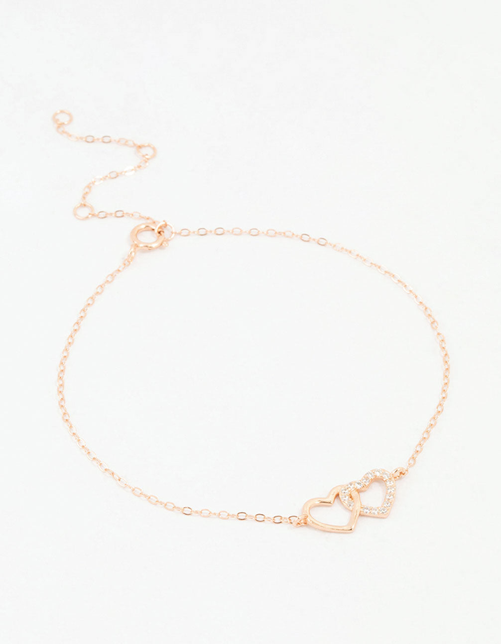 Rose Gold Plated Sterling Silver Heart Link Bracelet