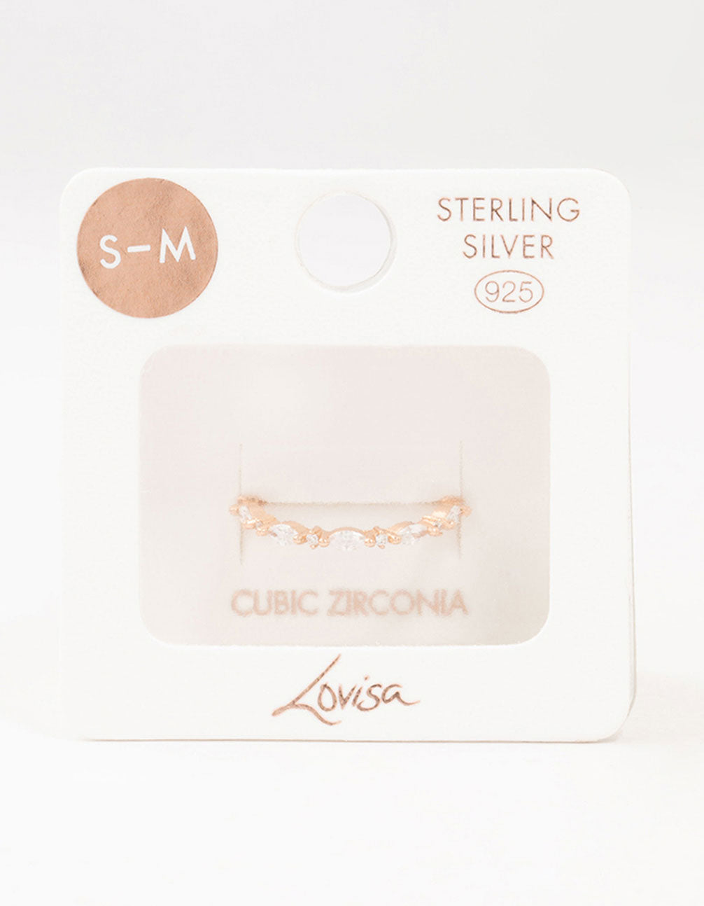 Rose Gold Plated Sterling Silver Alternating Marquise Round Cubic Zirconia Ring