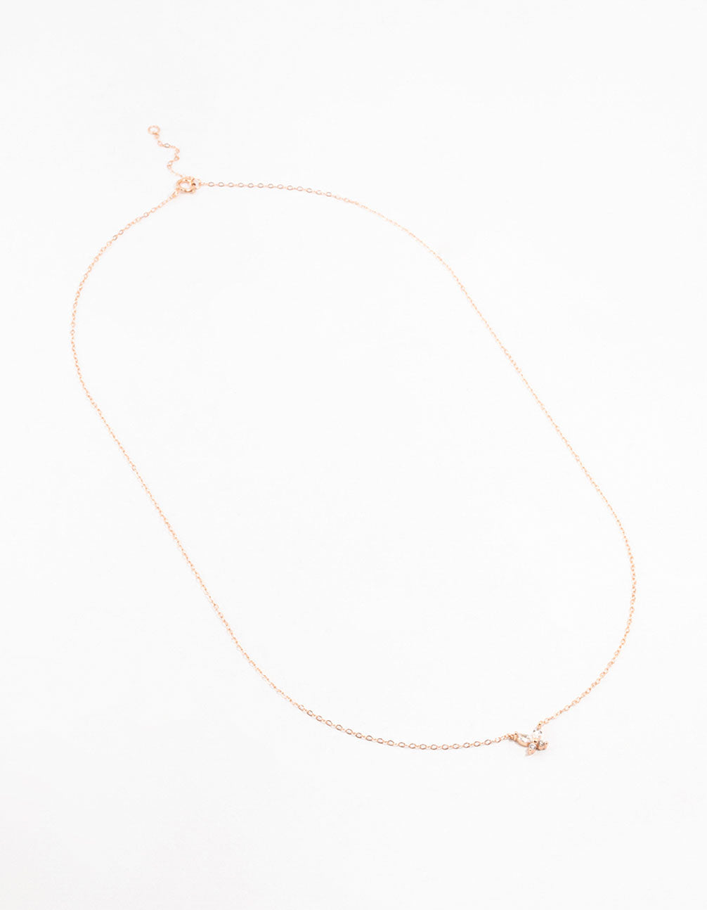 Rose Gold Plated Sterling Silver Cubic Zirconia Mini Butterfly Necklace