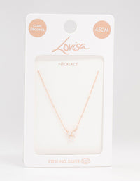 Rose Gold Plated Sterling Silver Cubic Zirconia Mini Butterfly Necklace - link has visual effect only