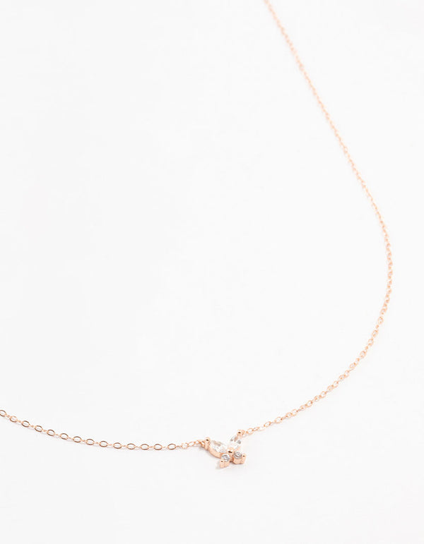 Rose Gold Plated Sterling Silver Cubic Zirconia Mini Butterfly Necklace