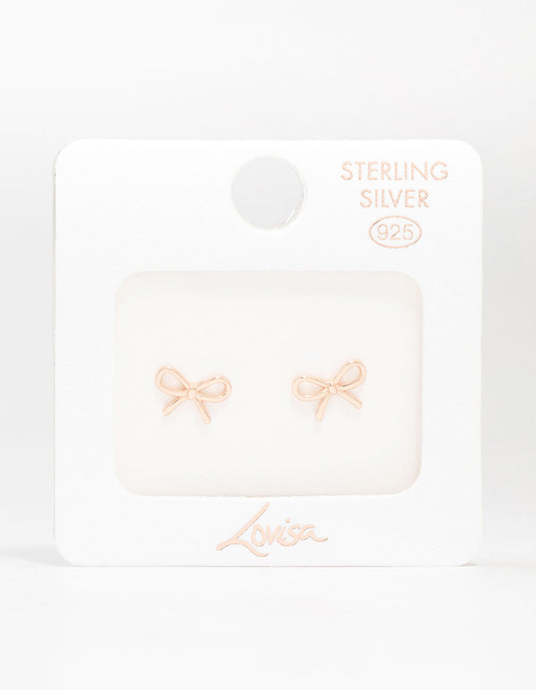 Rose Gold Plated Sterling Silver Bow Stud Earrings