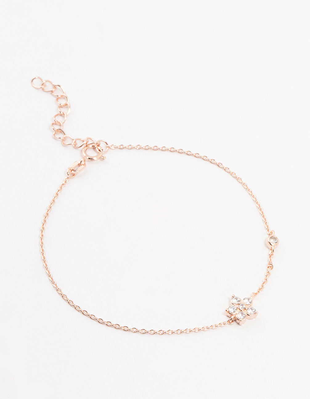 Rose Gold Plated Sterling Silver Cubic Zirconia Flower Bracelet