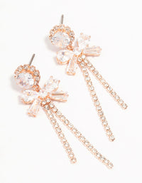 Rose Gold Plated  Bow Zirconia Cup Chain Earrings - link has visual effect only