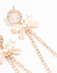 Rose Gold Plated  Bow Zirconia Cup Chain Earrings - link has visual effect only