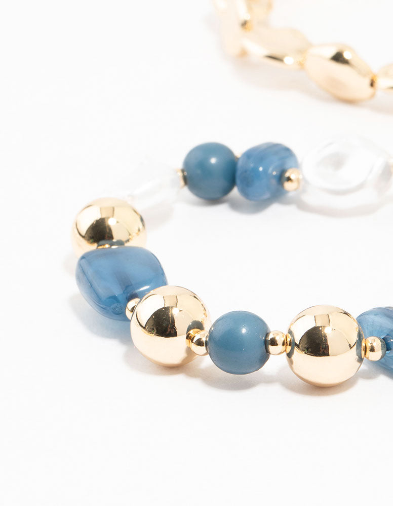Gold Organic & Stone Station Bracelets 4-Pacck