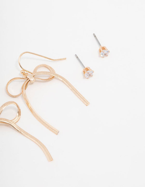 Gold Bow Earrings 3-Pack