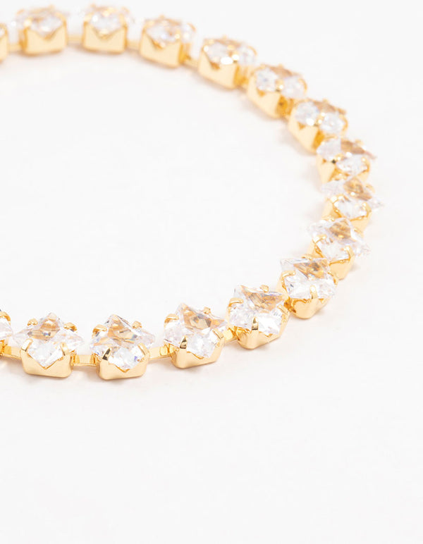 Gold Plated Princess Cut Cubic Zirconia Bracelet