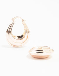 Rose Gold Plated Ribbed Chunky Hoop Earrings - link has visual effect only