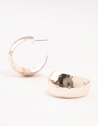 Rose Gold Plated Wide Hammered Hoop Earrings - link has visual effect only