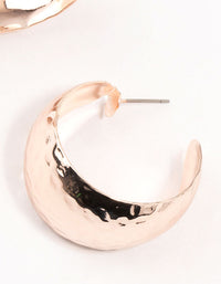 Rose Gold Plated Wide Hammered Hoop Earrings - link has visual effect only