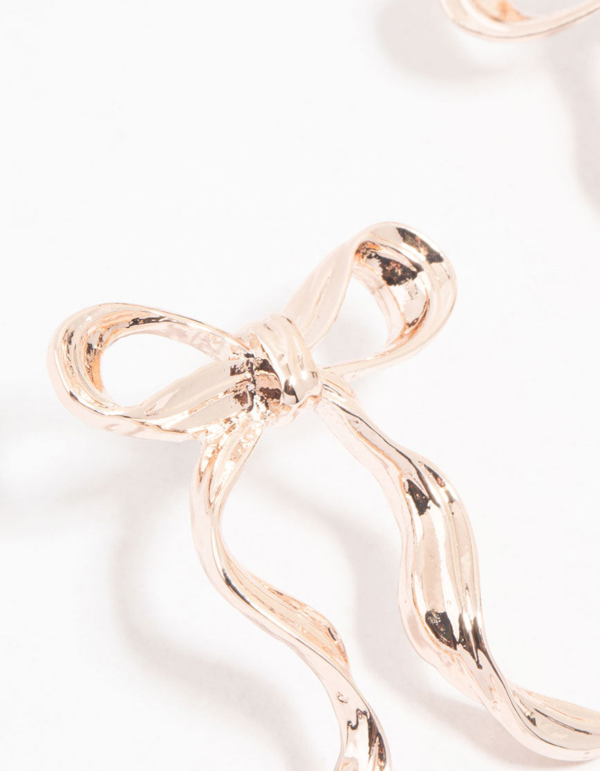 Rose Gold Plated Bow Stud Earrings