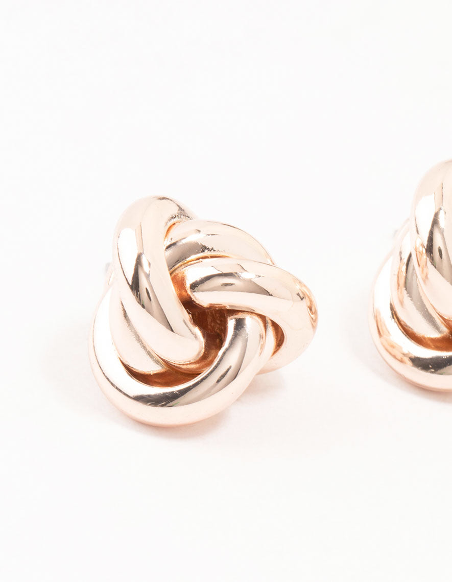 Rose Gold Plated  Classic Knotted Stud Earrings