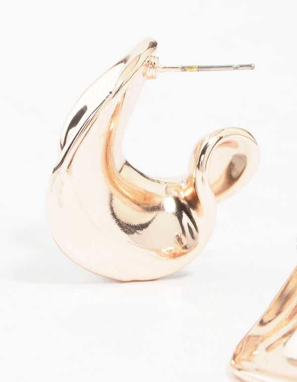 Rose Gold Plated Wave Stud Earrings