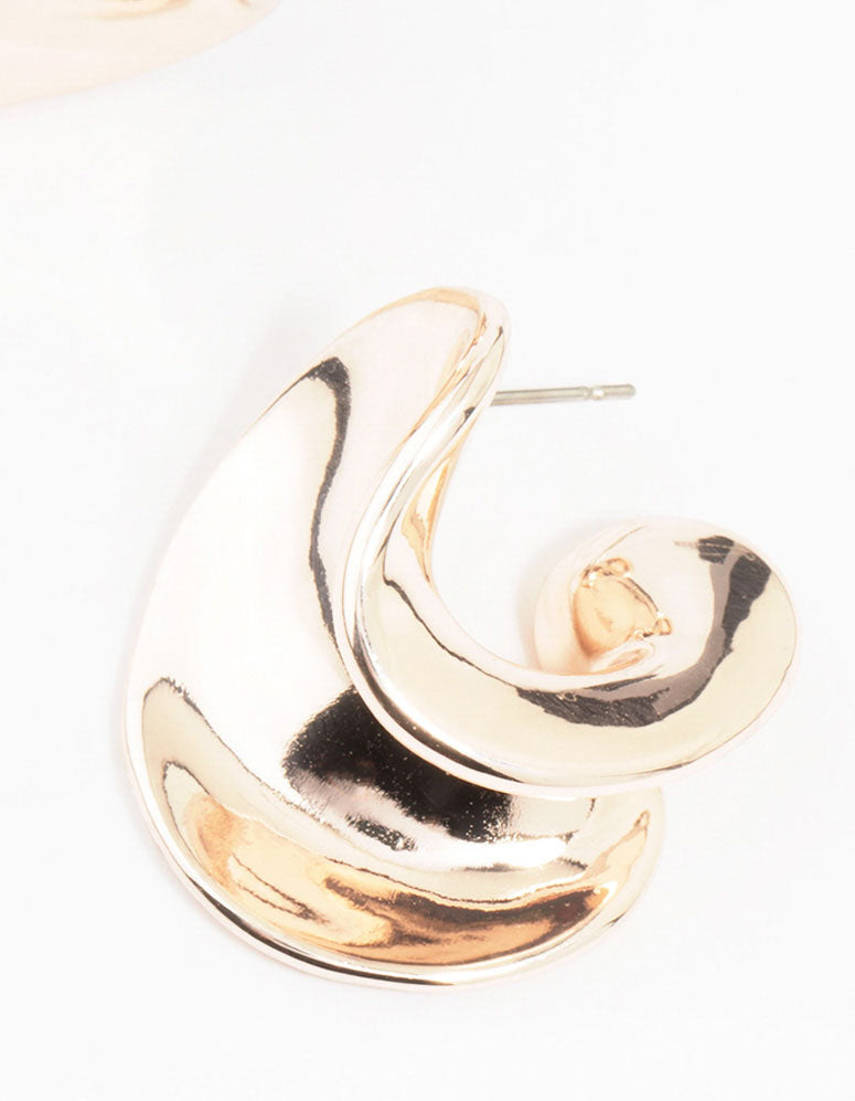 Rose Gold Plated Wave Stud Earrings