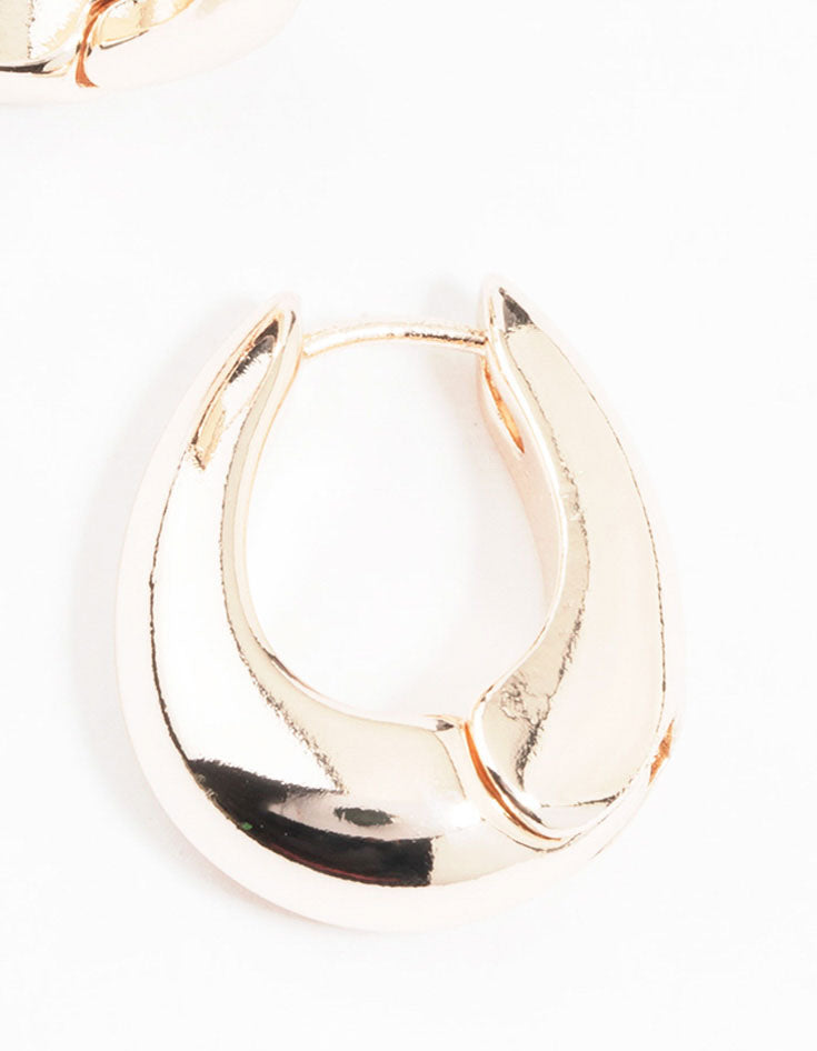 Rose Gold Plated Chunky Oval Huggie Earrings