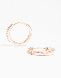 Rose Gold Plated Cubic Zirconia Small Huggie Earrings - link has visual effect only