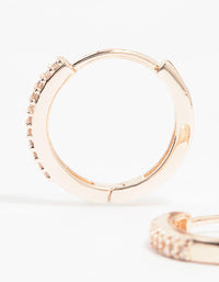 Rose Gold Plated Cubic Zirconia Small Huggie Earrings - link has visual effect only