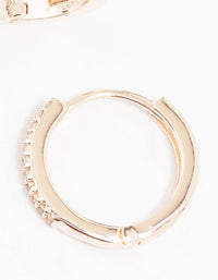 Rose Gold Plated Cubic Zirconia Small Huggie Earrings - link has visual effect only
