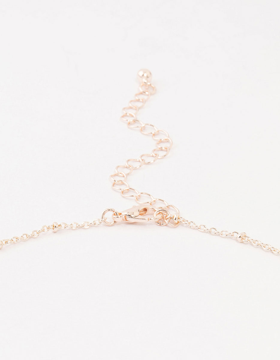 Rose Gold Plated Diamante Filigree Butterfly Necklace