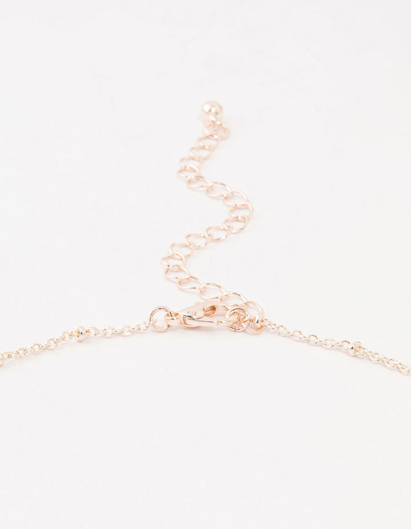 Rose Gold Plated Diamante Filigree Butterfly Necklace
