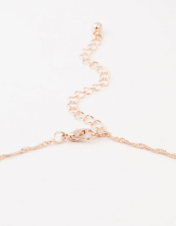 Rose Gold Plated Dainty Drop Twisted Necklace