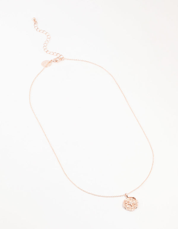 Rose Gold Plated  Diamante Celestial Round Necklace