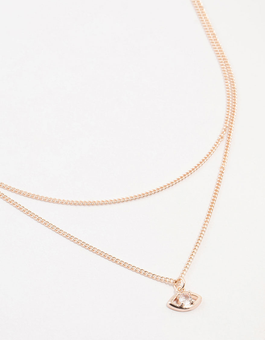 Rose Gold Plated Evil Eye Necklaces 2-Pack