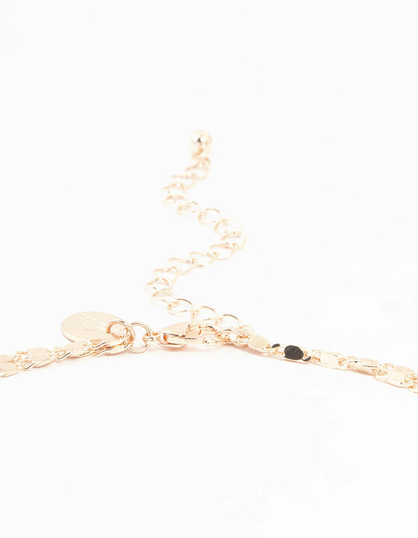 Rose Gold Plated & Black Vintage Chain Layered Necklace