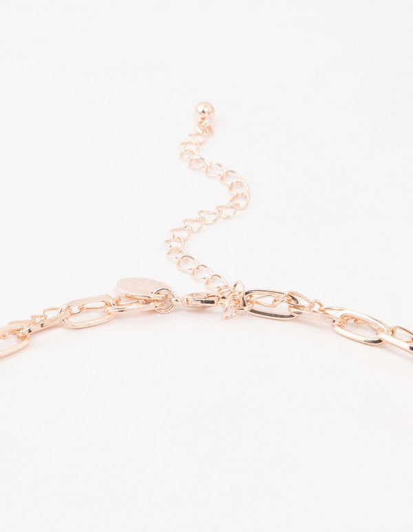 Rose Gold Plated Molten Disc Drop Layered Necklace