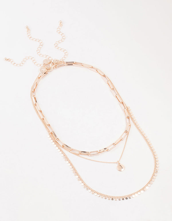 Rose Gold Plated  Jingle Multirow Necklace