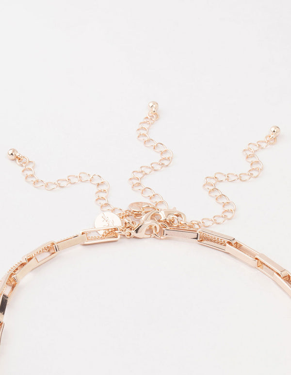Rose Gold Plated  Jingle Multirow Necklace