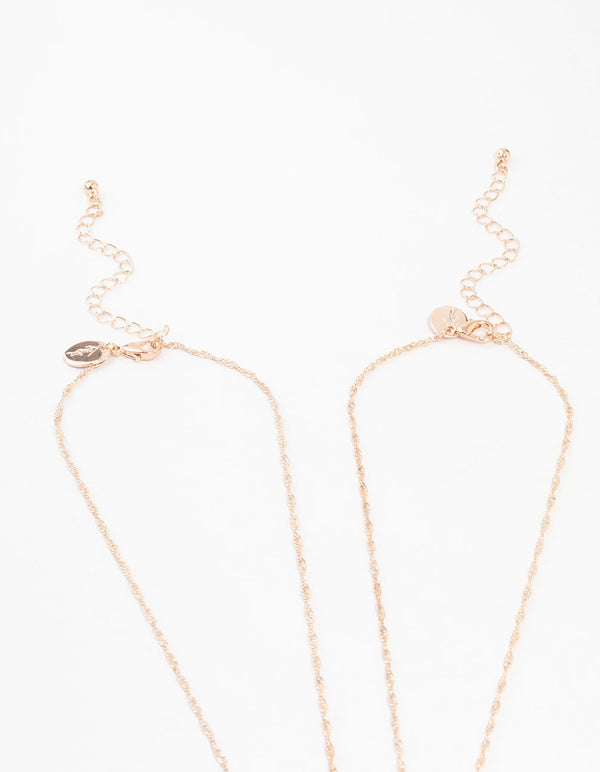 Rose Gold Plated Mary Hammered Cross Necklaces 2-Pack