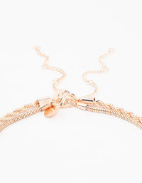 Rose Gold Plated Round & Twisted Snake Layered Necklace - link has visual effect only