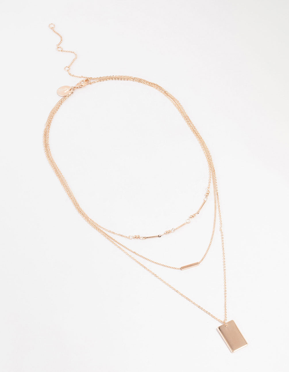 Rose Gold Plated Dainty Rectangle Layered Necklace