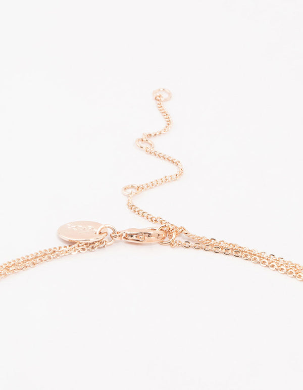 Rose Gold Plated Dainty Rectangle Layered Necklace