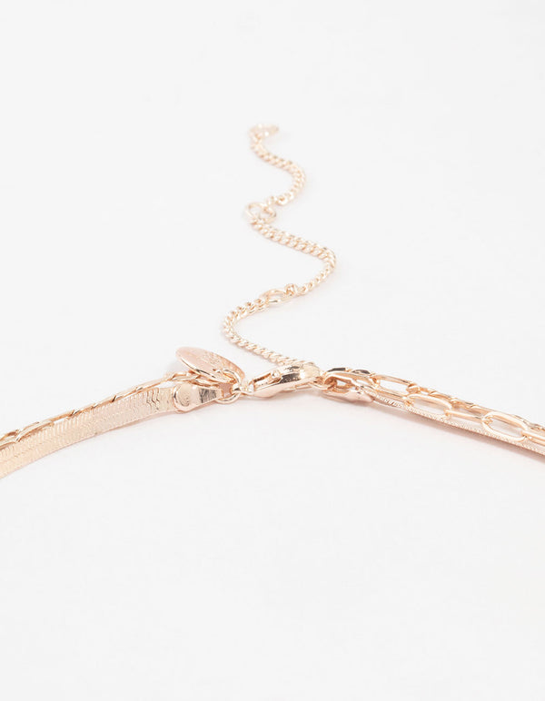 Rose Gold Plated Mixed Chain Necklaces 3-Pack