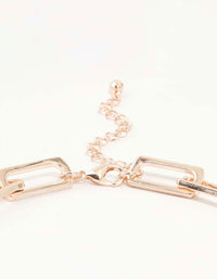 Rose Gold Large Rectangular Link Chain Necklace - link has visual effect only
