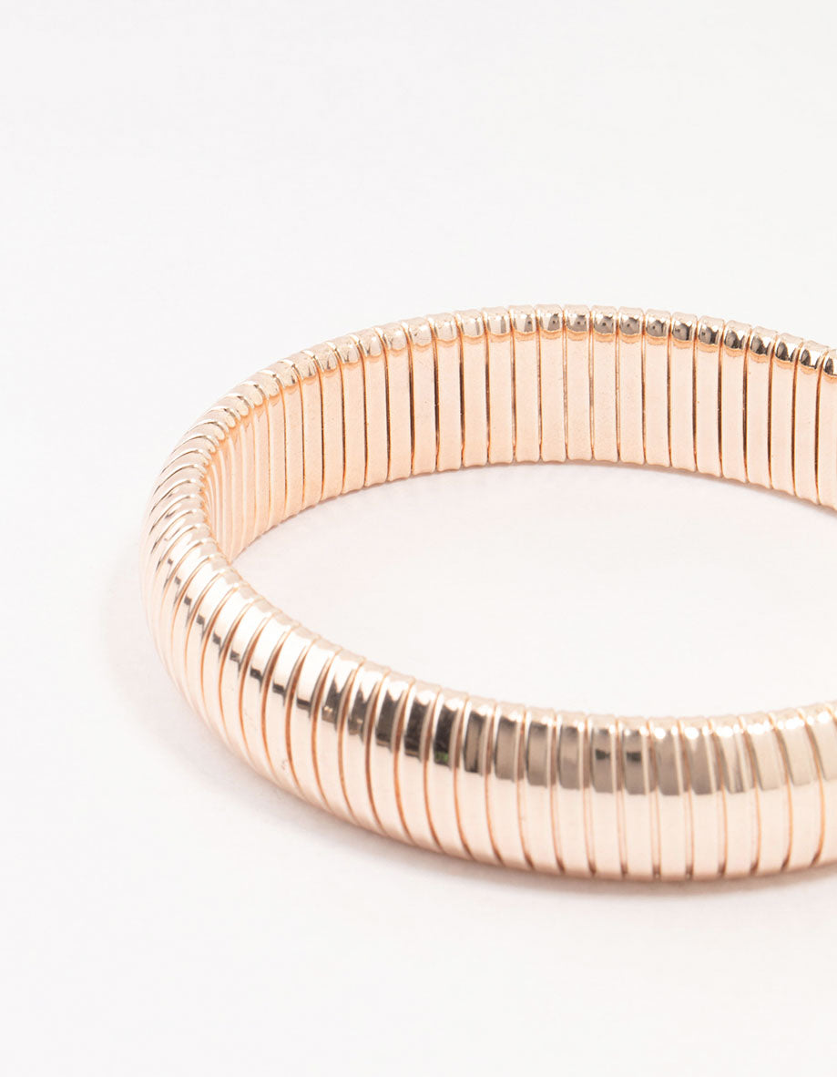 Rose Gold Plated Wide Ribbed Bangle