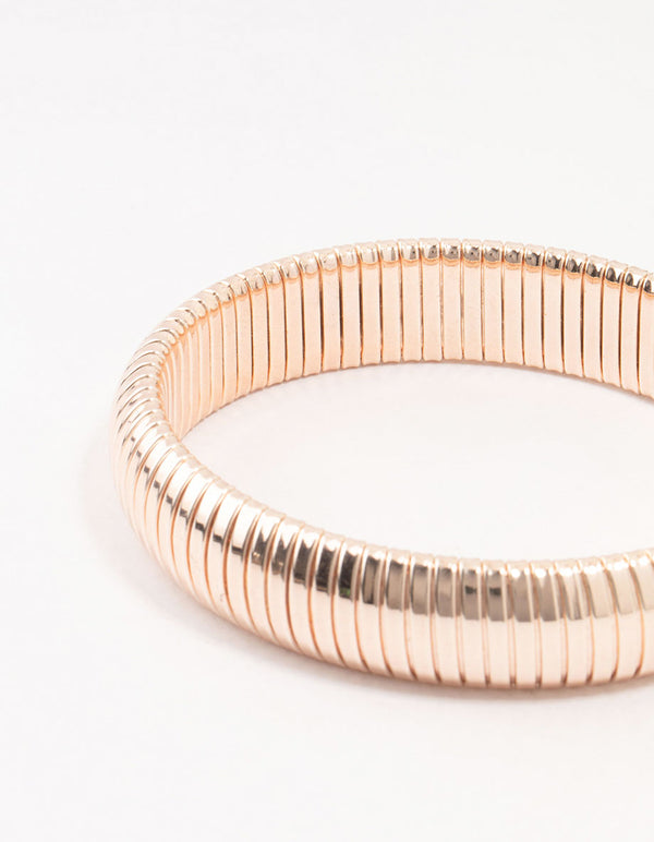 Rose Gold Plated Wide Ribbed Bangle