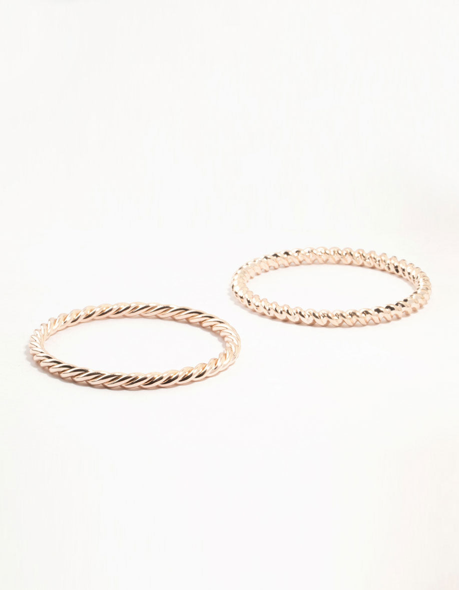 Rose Gold Twisted Bangles 2-Pack