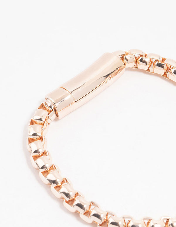 Rose Gold Plated Round Chain Clasp Bracelet