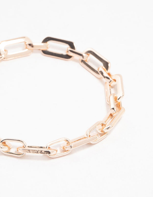 Rose Gold Plated Rectangle Link Bracelet